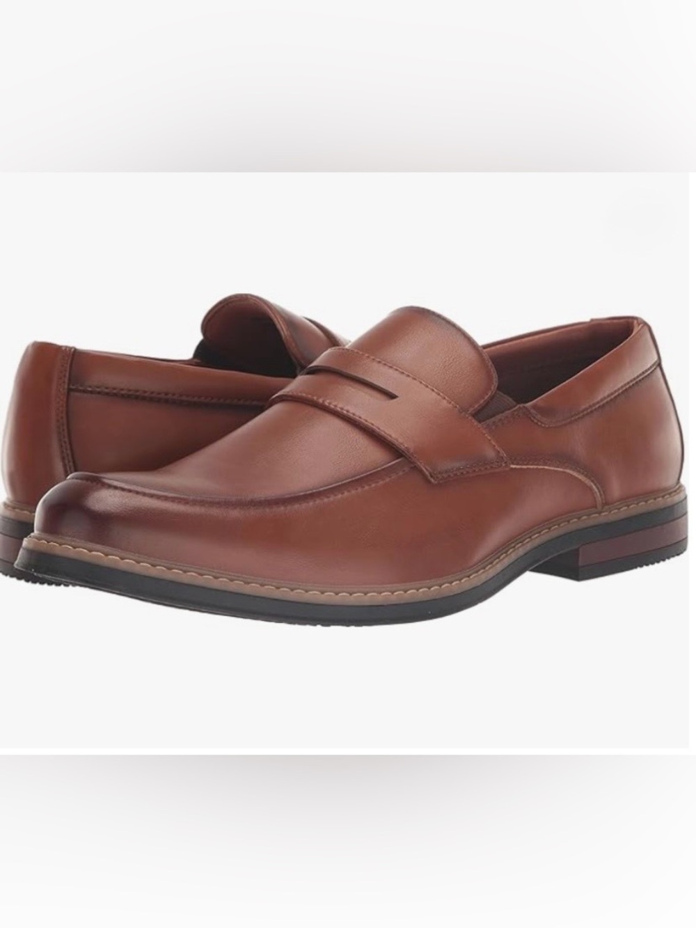 Nunn Bush Men's Cognac Leather Slip-On Loafers Size 8.5W
